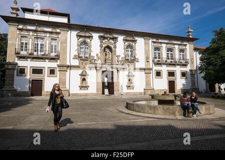 Portugal, North region, Guimaraes, historical center listed as World Heritage by UNESCO, the Town Hall, on Jose Maria Gomes square, housed in the former Santa Clara Convent Stock Photo