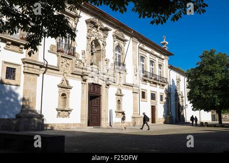 Portugal, North region, Guimaraes, historical center listed as World Heritage by UNESCO, the Town Hall, on Jose Maria Gomes square, housed in the former Santa Clara Convent Stock Photo