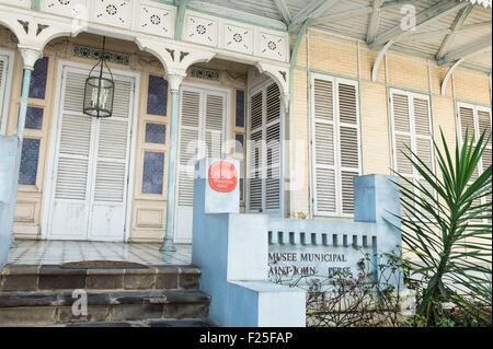 France, Guadeloupe (French West Indies), Grande Terre, Pointe a Pitre, Saint John Perse Municipal Museum in the historical district houses a permanent exhibition of Creole costumes and Saint John Perse's life Stock Photo