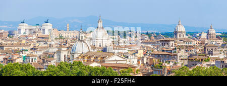 Rome Panorama of churches and domes of the rome skyline showing victor emmanuel II monument in the distance Rome Italy roma EU Europe Stock Photo