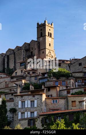 France, Pyrenees Orientales, Eus, labelled Les Plus Beaux Villages de France (The Most Beautiful Villages of France), Medieval village Stock Photo