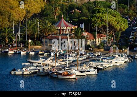 France, Var, Sanary-sur-Mer, traditional fishing boats called pointus in the port Stock Photo