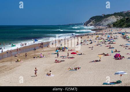 France, Pyrenees Atlantiques, Basque Country, Bidart, Uhabia beach Stock Photo