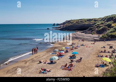 Cap d Agde nudist beach Languedoc Roussillon France Faces blurred Stock