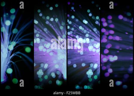 colored particles fly in space of the optical fiber and circling ( multilens abstract blur background  ) Stock Photo