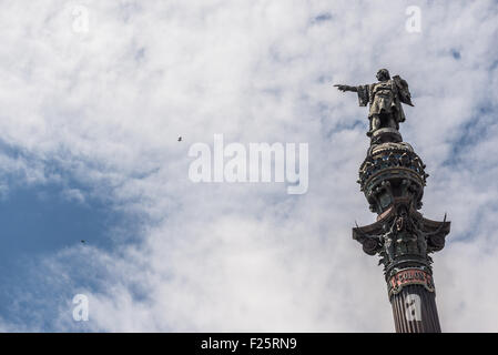 Columbus Monument at the lower end of La Rambla street in Barcelona, Spain Stock Photo