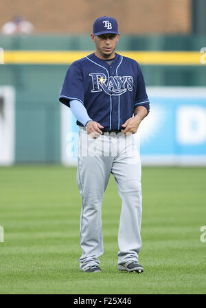 Detroit, Michigan, USA. 09th Sep, 2015. Tampa Bay Rays shortstop Asdrubal Cabrera (13) during pregame of MLB game action between the Tampa Bay Rays and the Detroit Tigers at Comerica Park in Detroit, Michigan. The Rays defeated the Tigers 8-0. John Mersits/CSM/Alamy Live News Stock Photo