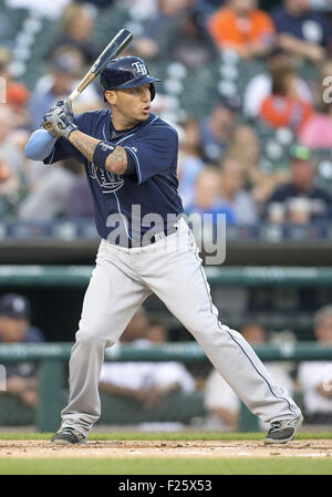 Detroit, Michigan, USA. 09th Sep, 2015. Tampa Bay Rays shortstop Asdrubal Cabrera (13) at bat during MLB game action between the Tampa Bay Rays and the Detroit Tigers at Comerica Park in Detroit, Michigan. The Rays defeated the Tigers 8-0. John Mersits/CSM/Alamy Live News Stock Photo