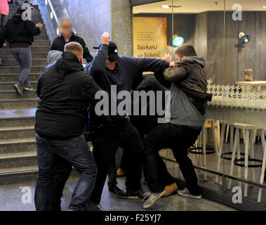 Bremen, Germany. 12th Sep, 2015. After a brief altercation with ...