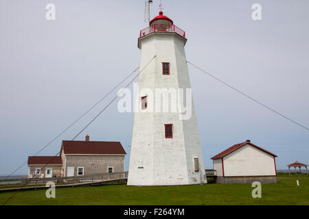 Miscou Island Lighthouse, Acadian Peninsula, New Brunswick, Canada Stock Photo