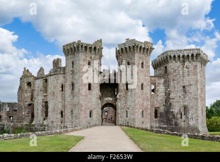 The ruins of Raglan Castle, Chepstow, Monmouthshire, Wales, UK Stock Photo