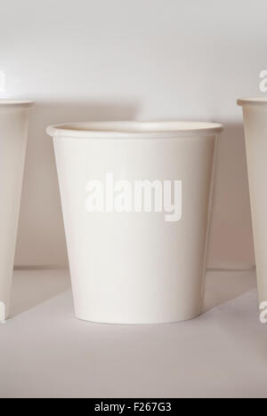three  disposable paper cup for coffee or ice cream Stock Photo