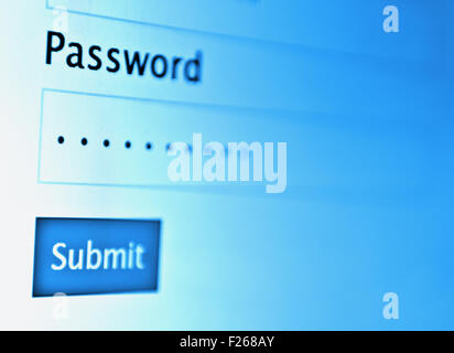 Login and password on monitor screen Stock Photo