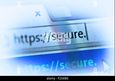 https on computer screen - internet security concept Stock Photo