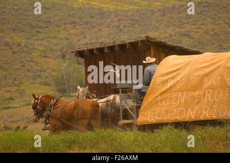 Ride to Rendezvous wagon, Okanogan County, Washington Stock Photo