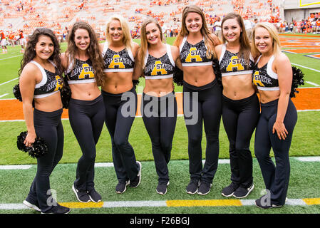 appalachian State Mountaineers Dance team in action during the NCAA Football game between Appalachian State Mountaineers and Clemson Tigers at Death Valley in Clemson, SC. David Grooms/CSM Stock Photo
