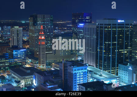 Downtown Denver at twilight, Colorado CO Stock Photo