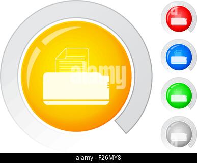 Circle buttons with printer. Vector illustration. Stock Vector