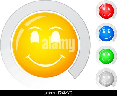 Circle buttons with smile face. Vector illustration. Stock Vector