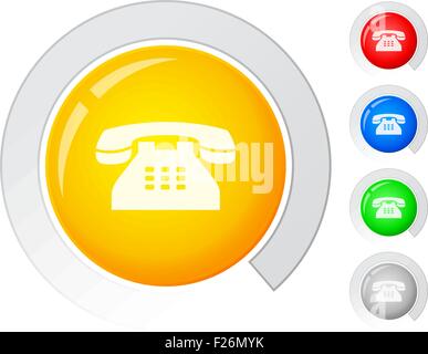 Circle buttons with telephone. Vector illustration. Stock Vector