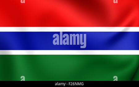 3D Flag of the Gambia. Close Up. Stock Photo