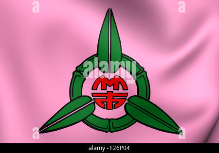 3D Flag of Hsinchu City, Taiwan. Close Up. Stock Photo