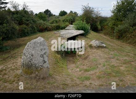 Neolithic burial chamber of Grah-Niol at Arzon, Brittany, France. Early example of stone architecture from fifth millennium BC Stock Photo