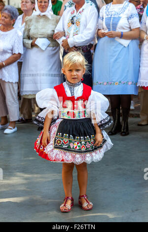 Girl in traditional moravian folk costume in Kyjov, Czech Republic ...