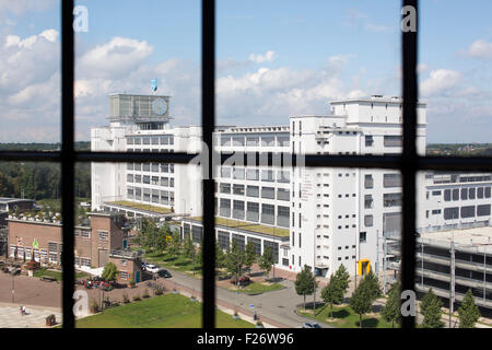 Industrial history with former Philips production plant "Strijp-S" seen from a window, also a former Philips building. Stock Photo