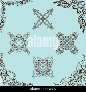 Vintage corner set is on blue Stock Vector