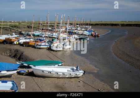 Boats moored on Morston marshes Norfolk UK Stock Photo - Alamy