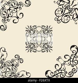 Perfect corner elements is on beige Stock Vector