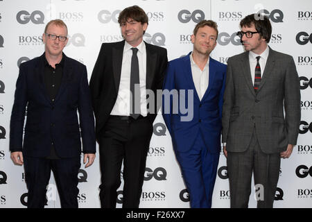 Dave Rowntree, Alex James Damon Albarn and Graham Coxon of Blur at the GQ Men of the Year Awards 2015 Stock Photo