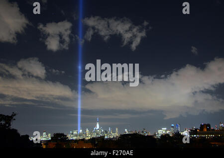 9/11 tribute in light new york twin tower site 2015 Stock Photo