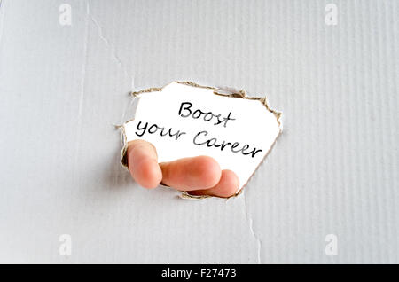 Boost your career text concept isolated over white background Stock Photo