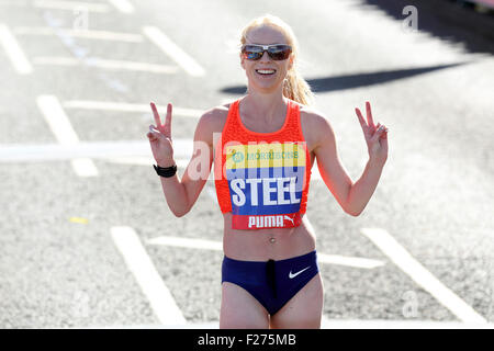 South Shields, UK. 13th Sep, 2015. Gemma Steel, who finished second in the women's elite race at the Morrison's Great North Run, in South Shields, England. The Great North Run is an annual half-marathon. Credit:  Stuart Forster/Alamy Live News Stock Photo