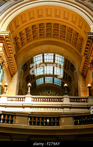 View of the East Gallery inside the Wisconsin State Capitol building at Madison Stock Photo