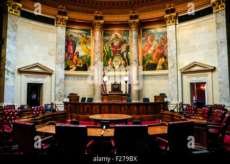 This is the Assembly Chambers. It is located on the second floor of the west wing in the State Capitol. Stock Photo