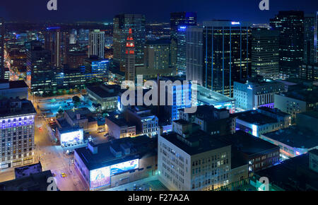 Downtown Denver at twilight, Colorado CO Stock Photo