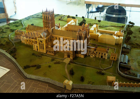 A model of Glastonbury Abbey as it would have looked in the 15th century, The Museum, Glastonbury Abbey, Somerset England UK Stock Photo