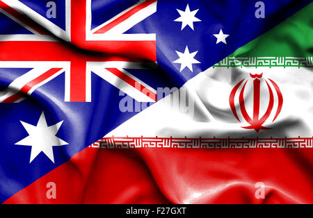 Waving flag of Iran and Stock Photo