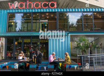 The Wahaca restaurant on London's South Bank is housed in eight recycled shipping containers.