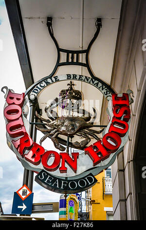 Dickie Brennan's Bourbon House Seafood Restaurant is an institution on Bourbon Street in New Orleans, LA Stock Photo
