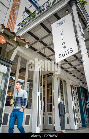 Exterior of Men's custom suit store, Luca Falcone on Magazine Street in New Orleans, LA Stock Photo