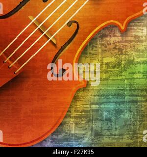 abstract green music grunge background violin vector illustration Stock Vector