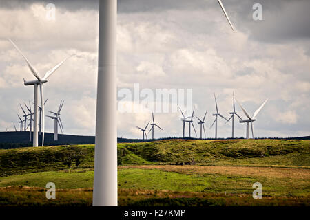 EAGLESHAM, SCOTLAND - AUGUST 28: a general view of wind turbines on Scottish Power's Whitelee Wind Farm on August 28, 2015 in Ea Stock Photo