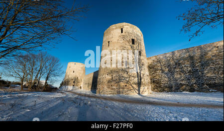 Old fortress since 14 century located in Izborsk, Pskov region, Russia Stock Photo