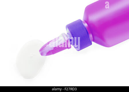 glue bottle with glue drop isolated on white with clipping path Stock Photo