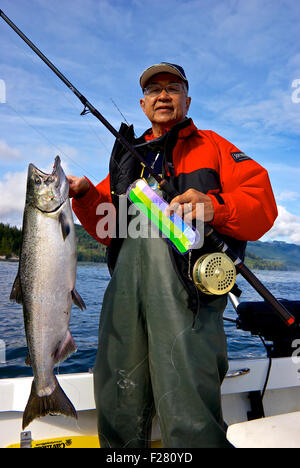 Single action Islander MR2 fishing reel used with a Scotty manual  downrigger to troll for salmon Stock Photo - Alamy