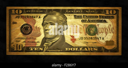Illustrations Banknote 10 dollars USA,Currency,Federal Reserve Notes the United States of America ,Date of issue: 2006, Stock Photo